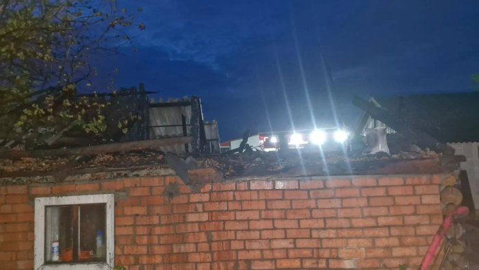 Ночной пожар в сельском поселении Тимофеевка Ставропольского района 